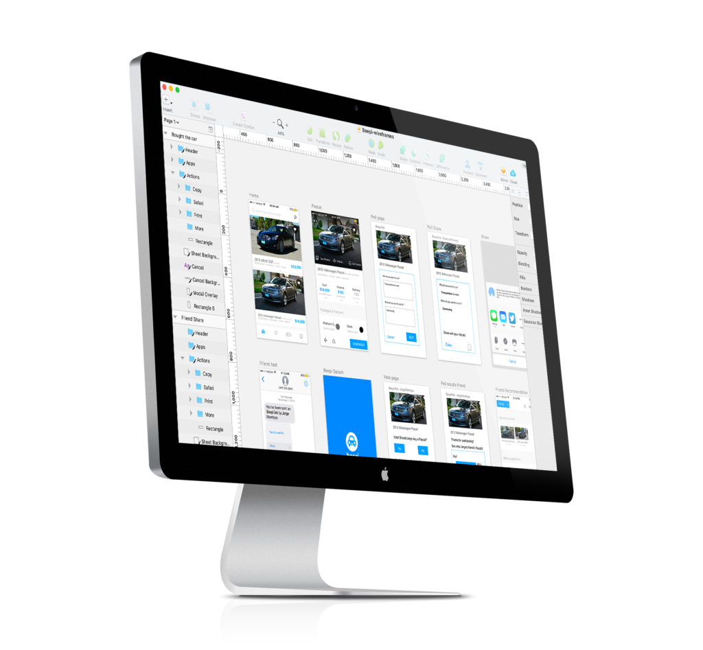 Beepi Wireframes in Sketch